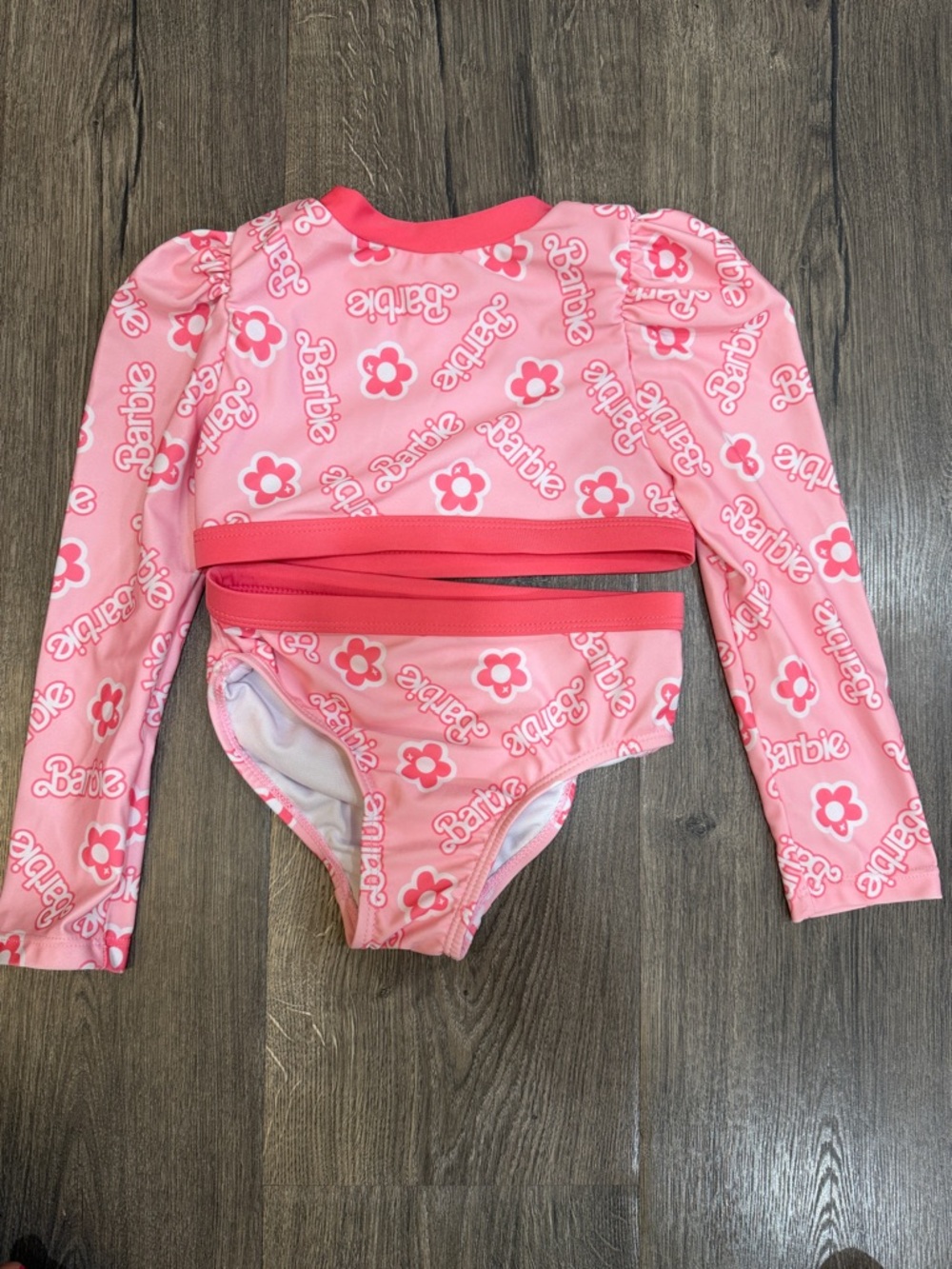 Barbie Pink Floral Long Sleeve Rashguard Swim Set